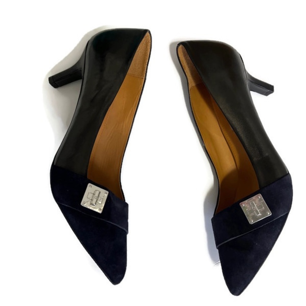 George’s Rech Paris Pumps Heels Navy Blue Suede Leather Size 41